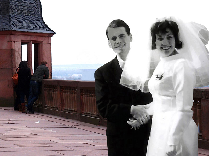 Achim und Gerlinde Reichert nach ihrer kirchlichen Trauung in der Kapelle des Heidelberger Schlosses